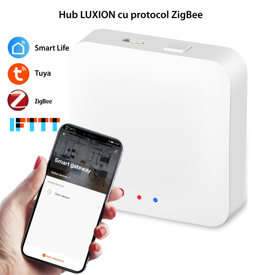 Hub inteligent LUXION cu Protocol ZigBee, Conexiune Wi-Fi 2.4 GHz