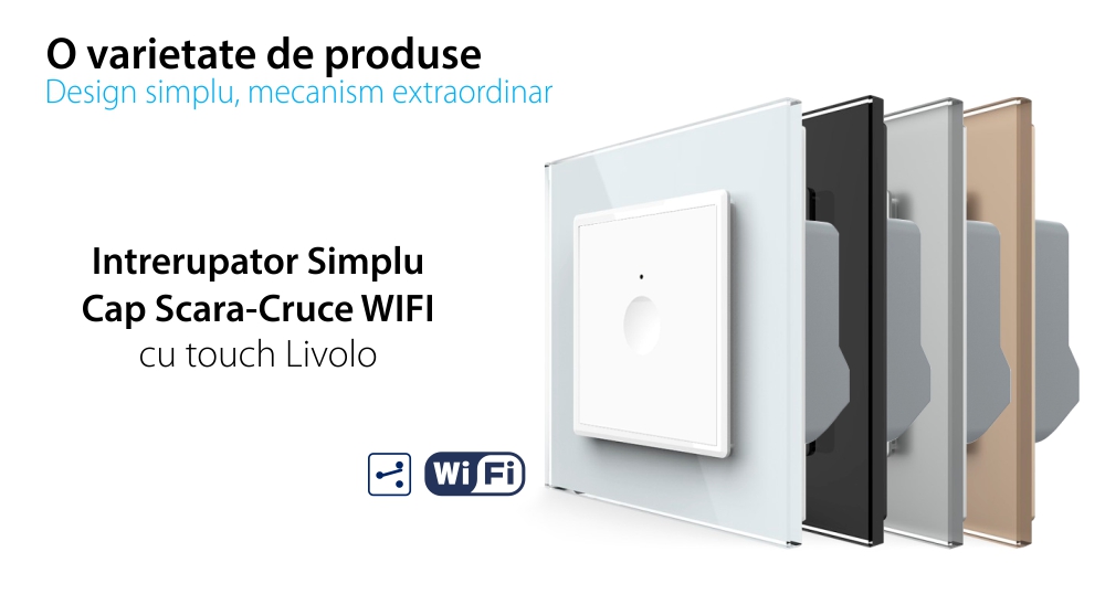 Intrerupator Simplu Cap Scara / Cruce Wi-Fi cu Touch LIVOLO – Serie Noua, Alb