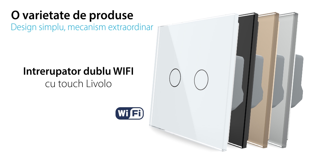 Intrerupator Dublu Wi-Fi cu Touch LIVOLO din Sticla – Serie Noua