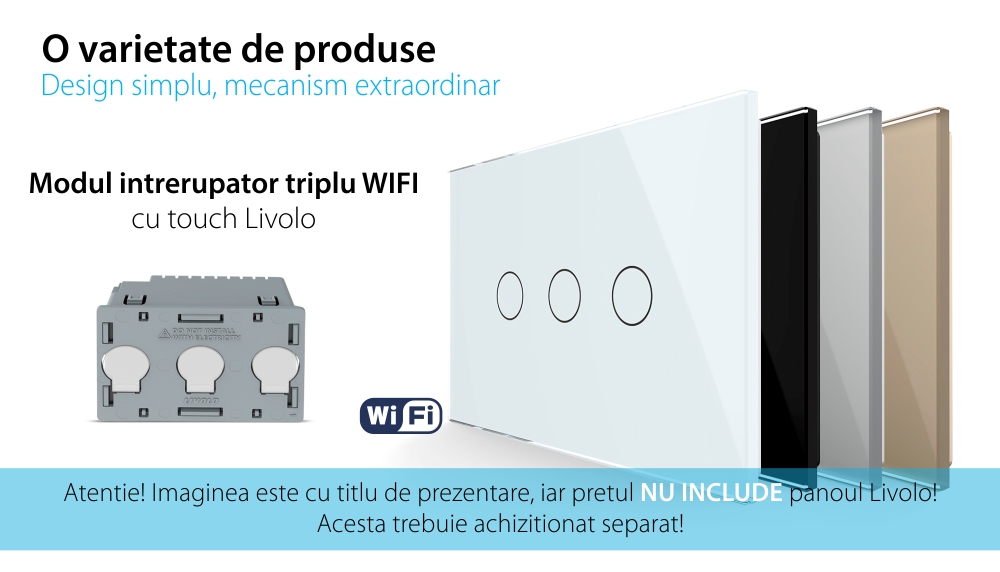 Modul Intrerupator Triplu Wi-Fi cu Touch LIVOLO – Serie Noua