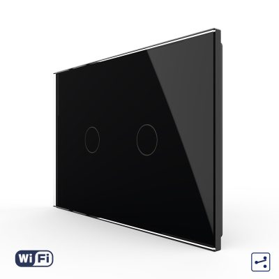 Intrerupator Dublu Cap Scara / Cruce Wi-Fi cu Touch LIVOLO, standard italian – Serie Noua culoare neagra