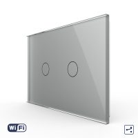 Intrerupator Dublu Cap Scara / Cruce Wi-Fi cu Touch LIVOLO, standard italian – Serie Noua culoare gri