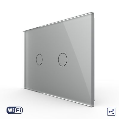 Intrerupator Dublu Cap Scara / Cruce Wi-Fi cu Touch LIVOLO, standard italian – Serie Noua culoare gri