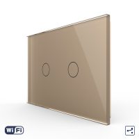 Intrerupator Dublu Cap Scara / Cruce Wi-Fi cu Touch LIVOLO, standard italian – Serie Noua culoare aurie