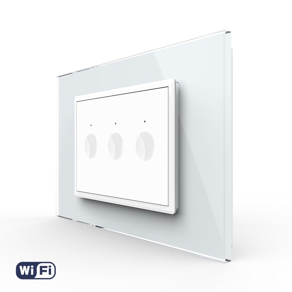 Intrerupator Triplu Wi-Fi cu Touch LIVOLO, standard italian – Serie Noua, Alb (Alb) imagine noua tecomm.ro