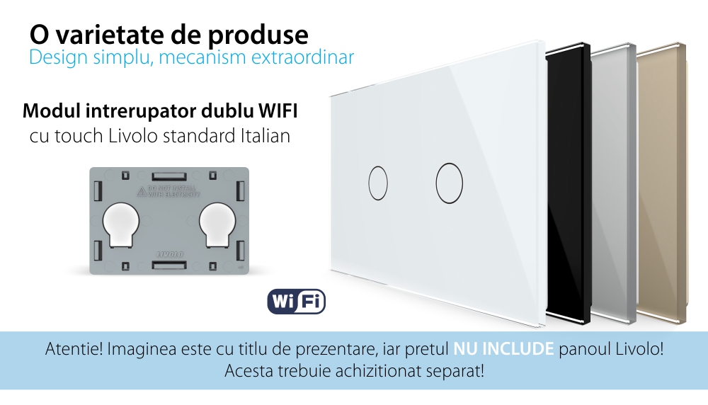 Modul Intrerupator Dublu WIFI cu Touch LIVOLO, standard italian – Serie Noua