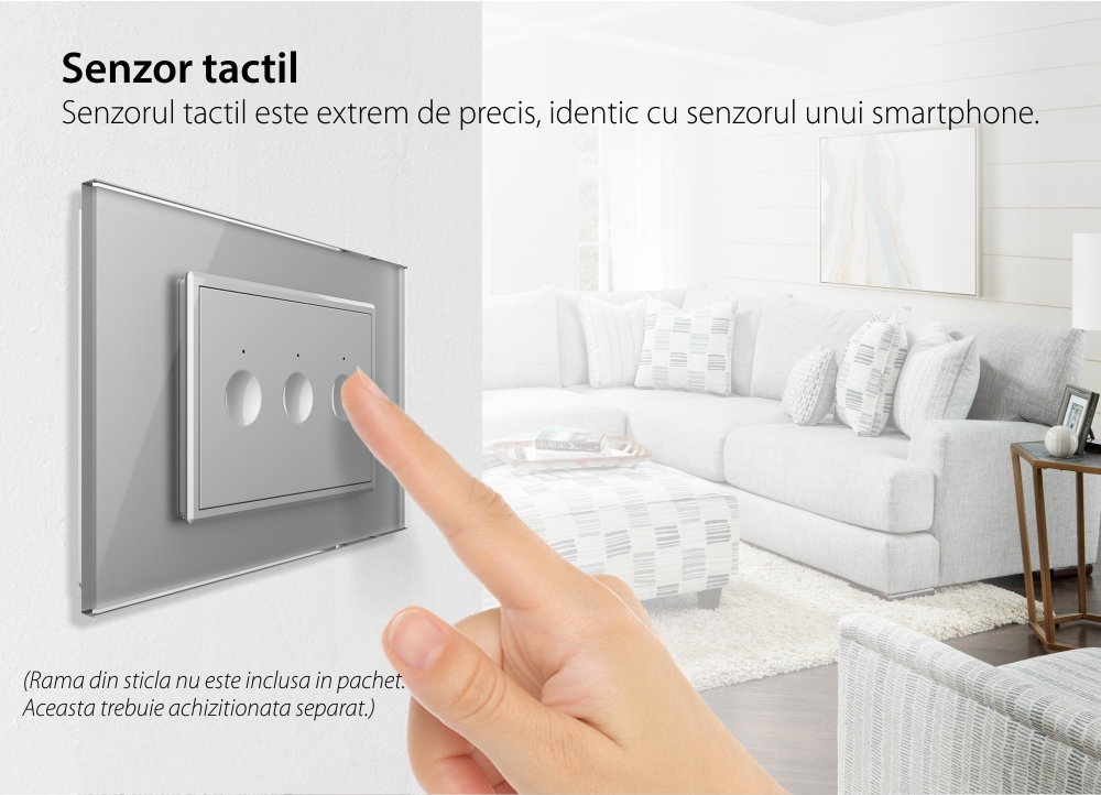 Modul Intrerupator Triplu Cap Scara / Cruce Wi-Fi cu Touch LIVOLO, standard italian – Serie Noua, Alb