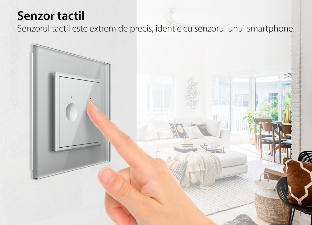 Intrerupator Dublu Cap Scara / Cruce Wi-Fi cu Touch LIVOLO – Serie Noua, Alb
