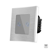 Intrerupator Dublu Wi-Fi cu Touch din Sticla si Rama de Aluminiu LUXION culoare gri