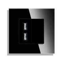 Priza USB cu Rama din Sticla LUXION culoare neagra