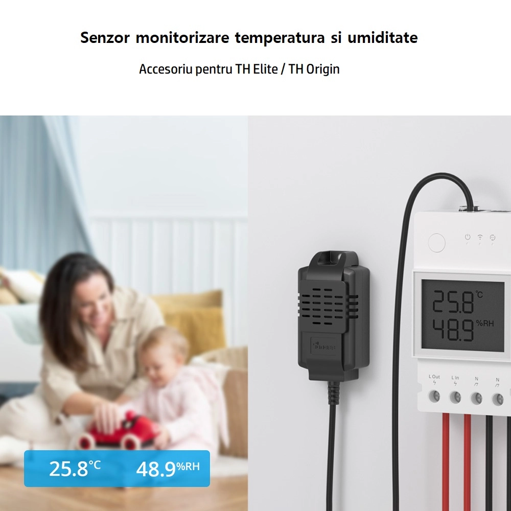 Senzor monitorizare temperatura si umiditate Sonoff THS01