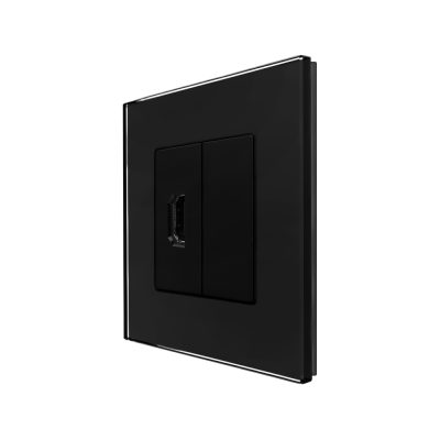Priza HDMI cu Rama din Sticla LUXION culoare neagra