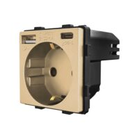 Modul Priza Simpla + USB-A + USB-C LUXION culoare aurie
