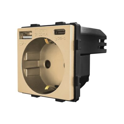 Modul Priza Simpla + USB-A + USB-C LUXION culoare aurie