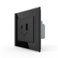 Priza USB-A + USB-C cu Rama Din Sticla LIVOLO – Serie Noua culoare neagra
