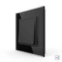 Intrerupator Simplu Mecanic , 2 Module LIVOLO cu Rama din Sticla – Serie Noua culoare neagra