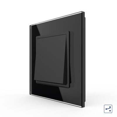 Intrerupator Simplu Mecanic si Cap Scara , 2 Module LIVOLO cu Rama din Sticla – Serie Noua culoare neagra