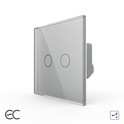 Intrerupator Dublu Cap Scara / Cruce cu Touch LIVOLO din Sticla – Protocol ZigBee EC culoare gri