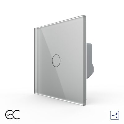 Intrerupator Simplu Cap Scara / Cruce cu Touch LIVOLO din Sticla – Protocol ZigBee EC culoare gri