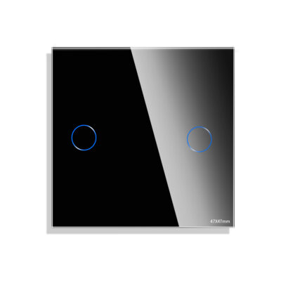 Panou Intrerupator Dublu cu Touch Mini din Sticla LUXION culoare neagra
