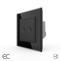 Intrerupator Dublu Cap Scara / Cruce cu Touch LIVOLO cu Rama din Sticla – Protocol Zigbee EC culoare neagra