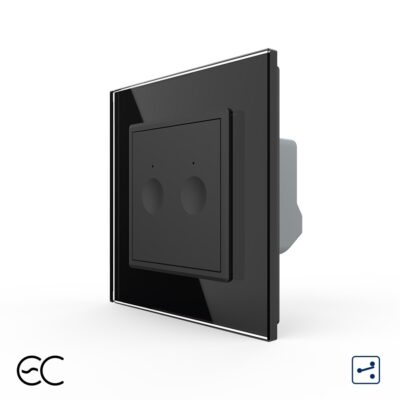 Intrerupator Dublu Cap Scara / Cruce cu Touch LIVOLO cu Rama din Sticla – Protocol Zigbee EC culoare neagra