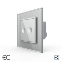 Intrerupator Dublu Cap Scara / Cruce cu Touch LIVOLO cu Rama din Sticla – Protocol Zigbee EC culoare gri