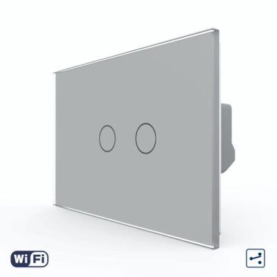 Intrerupator Dublu Cap Scara / Cruce Wi-Fi cu Touch LIVOLO, standard italian – Serie Noua culoare gri