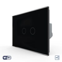 Intrerupator Dublu Cap Scara / Cruce Wi-Fi cu Touch LIVOLO, standard italian – Serie Noua culoare neagra