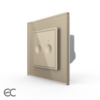 Intrerupatorul Dublu cu Touch LIVOLO cu Rama Din Sticla – Protocol Zigbee EC culoare aurie