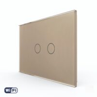 Intrerupator Dublu Wi-Fi cu Touch LIVOLO din Sticla – Standard Italian culoare aurie