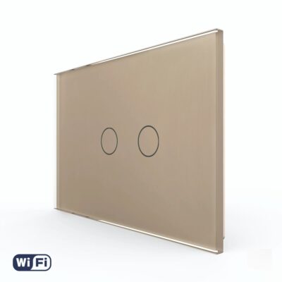 Intrerupator Dublu Wi-Fi cu Touch LIVOLO din Sticla – Standard Italian culoare aurie