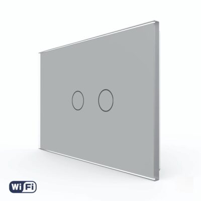 Intrerupator Dublu Wi-Fi cu Touch LIVOLO din Sticla – Standard Italian culoare gri