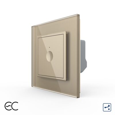 Intrerupator Simplu Cap Scara / Cruce cu Touch LIVOLO cu Rama din Sticla – Protocol Zigbee EC culoare aurie