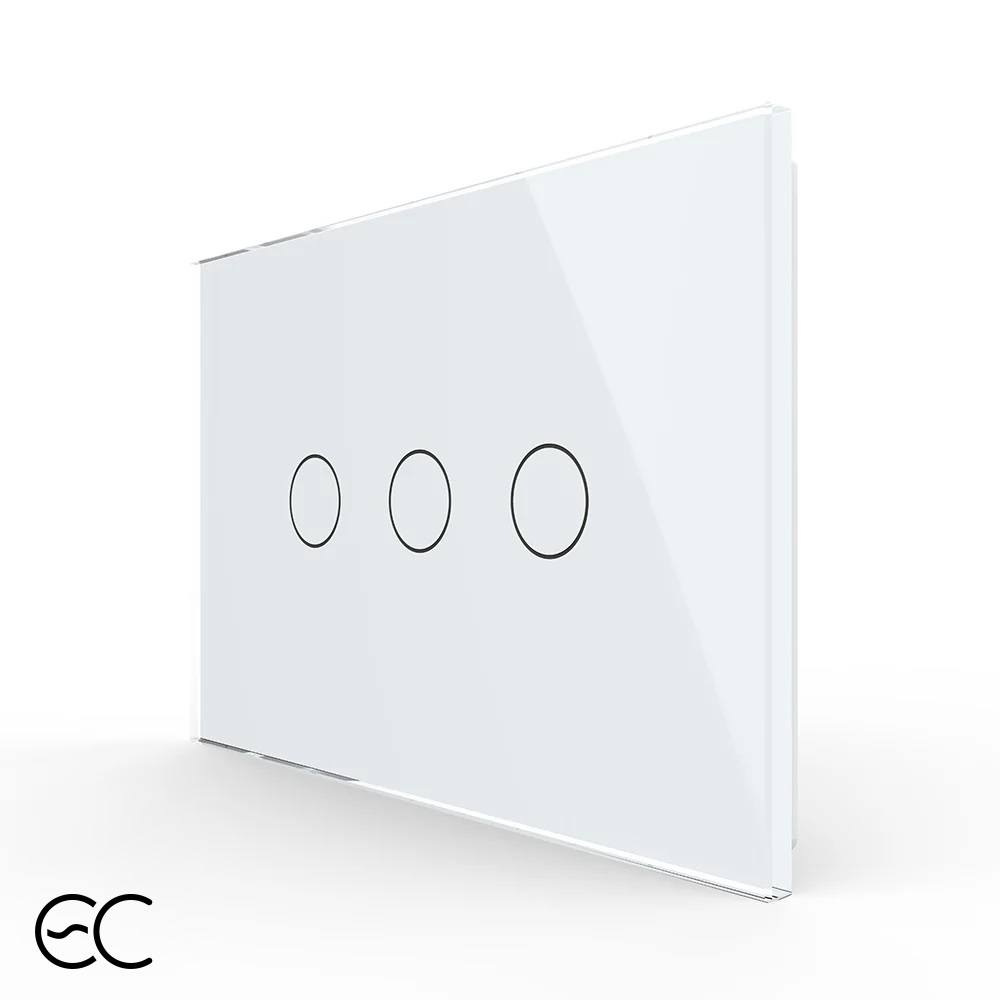 Intrerupator triplu cu touch Livolo din sticla, standard Italian, protocol ZigBee EC – Serie noua