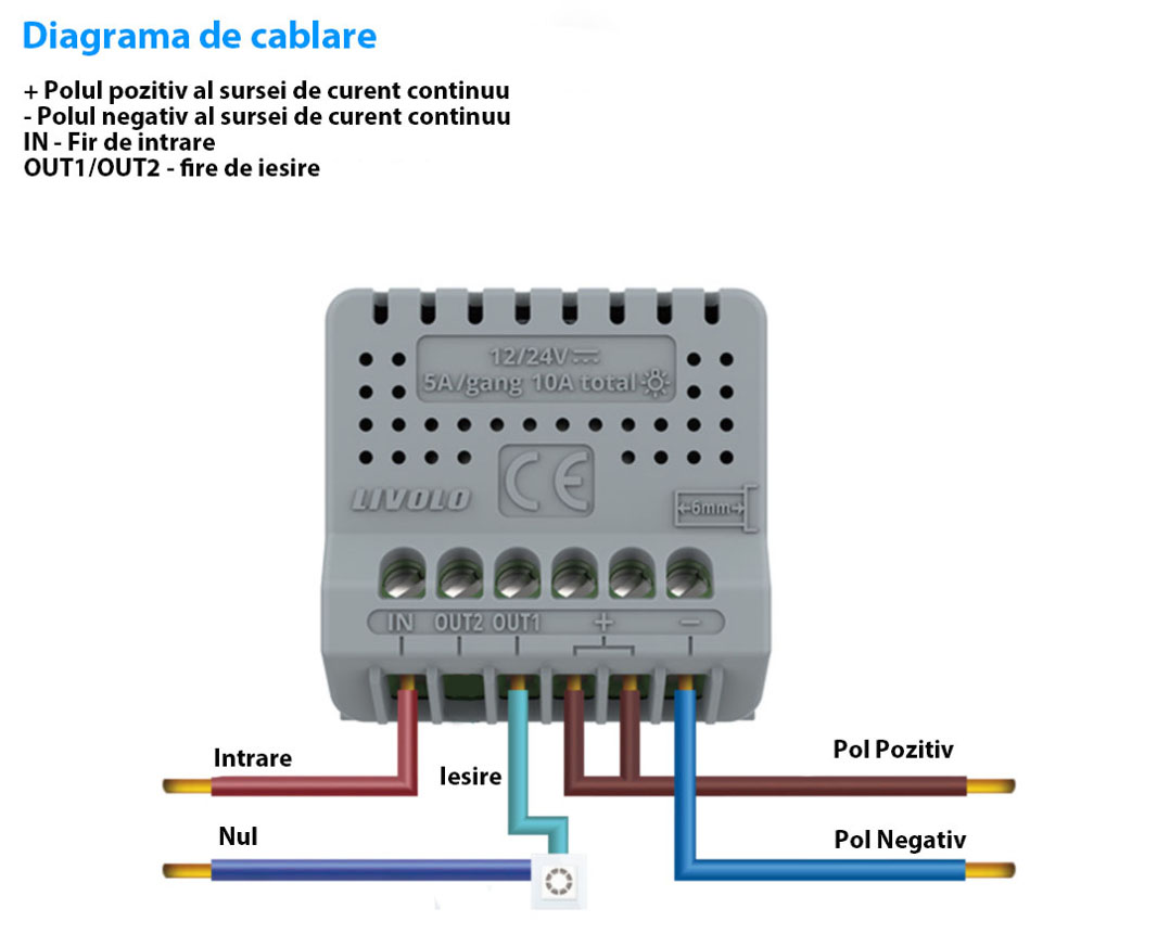 Modul Intrerupator Simplu cu Revenire, Contact Uscat si 12/24V cu Touch LIVOLO – Serie Noua