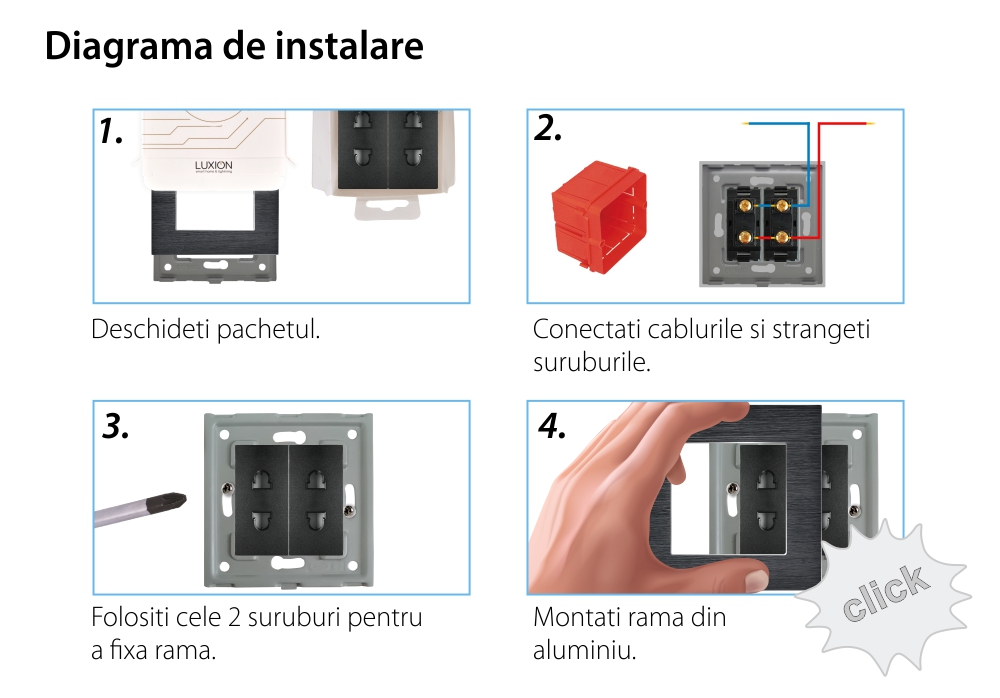 Priza Dubla cu Module Inguste cu Rama din Aluminiu LUXION