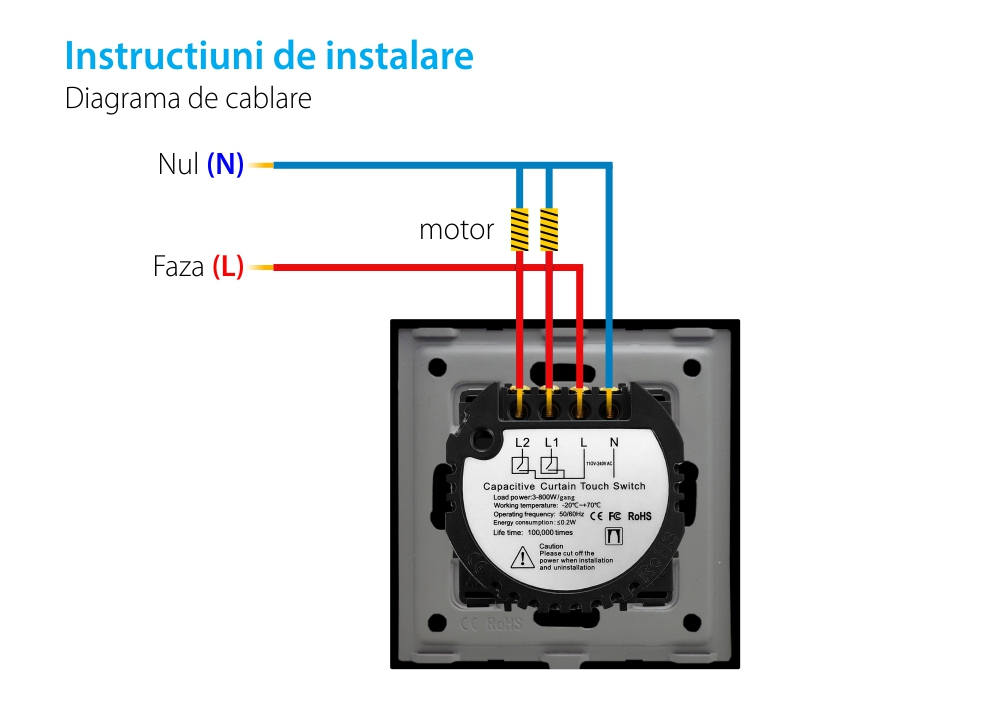 Modul Intrerupator Draperie cu Touch LUXION