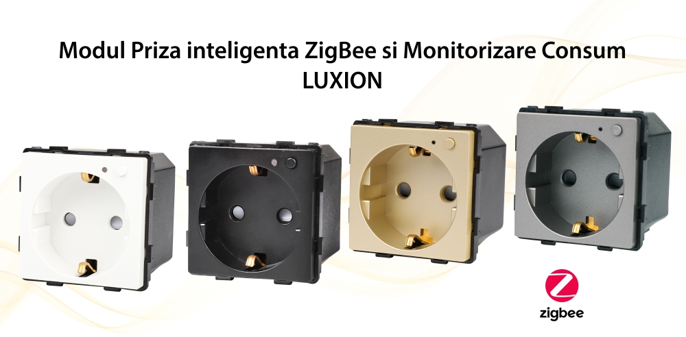 Modul Priza Inteligenta cu Protocol Zigbee si Monitorizare Consum, Fara Rama Din Sticla LUXION