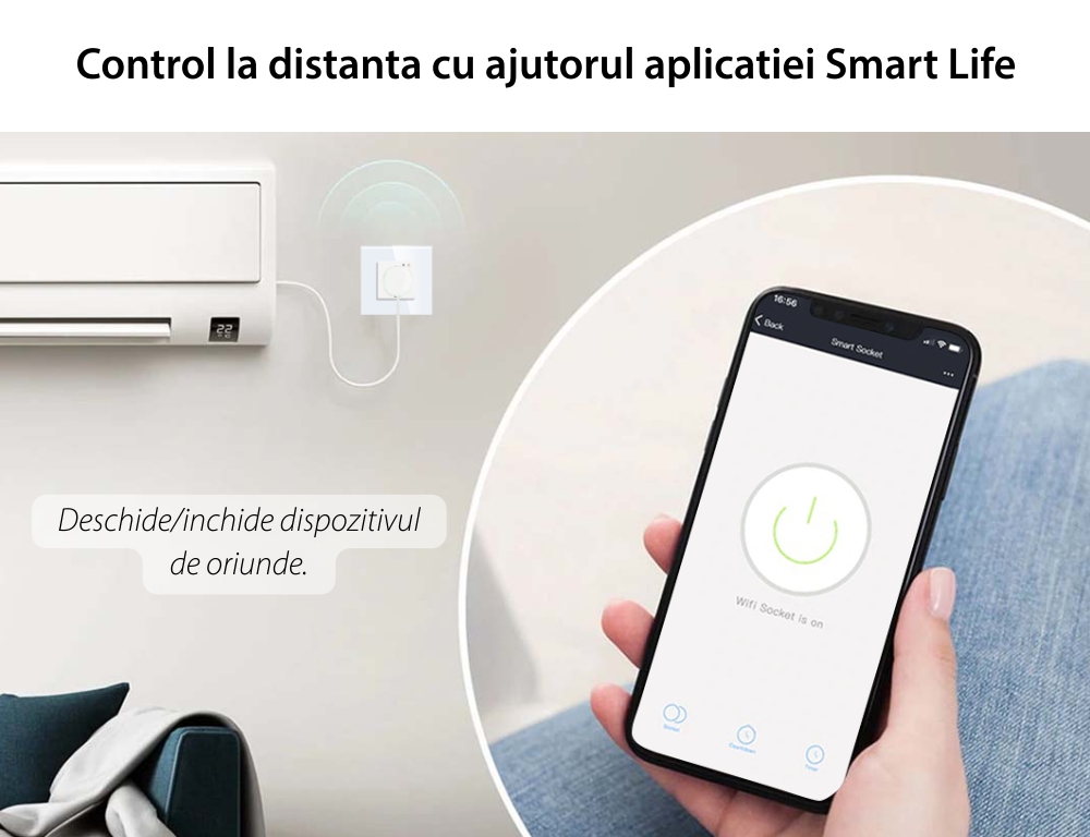 Priza Inteligenta cu Protocol Zigbee cu Rama Din Sticla LUXION