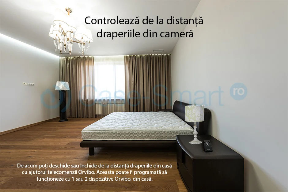 Kit Sina Draperie cu Deschidere Tip Cortina Orvibo, Lungime 3 m, Inclus motor & Telecomanda