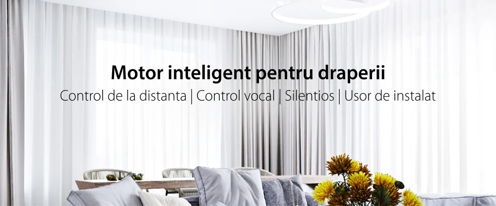 Kit Sina Draperie cu Deschiere Laterala Orvibo, Lungime 3.5 m, Inclus motor & Telecomanda