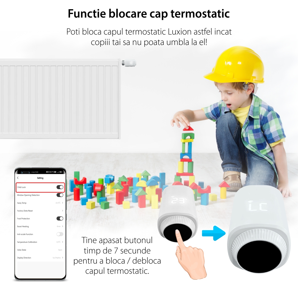 Cap Termostatic LUXION Pentru Calorifer cu Protocol Zigbee