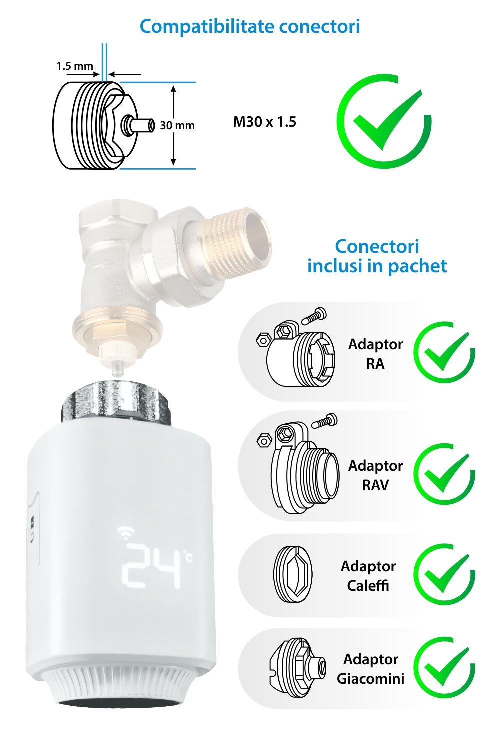 Cap Termostatic LUXION Pentru Calorifer cu Protocol Zigbee