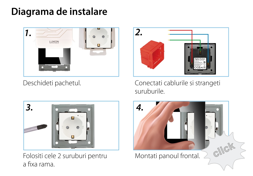 Priza Inteligenta cu Protocol Zigbee cu Rama Din Sticla LUXION