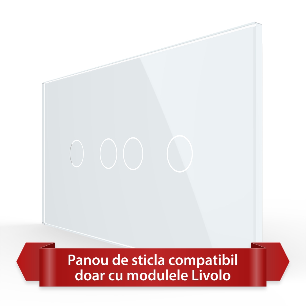 Panou Intrerupator Dublu + Dublu cu Touch LIVOLO din Sticla, Standard Italian – 4M