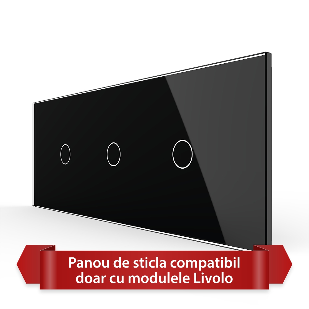 Panou Intrerupator Simplu + Simplu + Simplu cu Touch LIVOLO din Sticla, Standard Italian – 6/7M - 4 | YEO