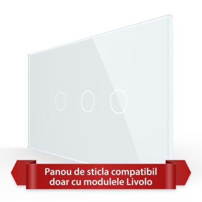 Panou Intrerupator Simplu + Dublu cu Touch LIVOLO din Sticla, Standard Italian – 4M