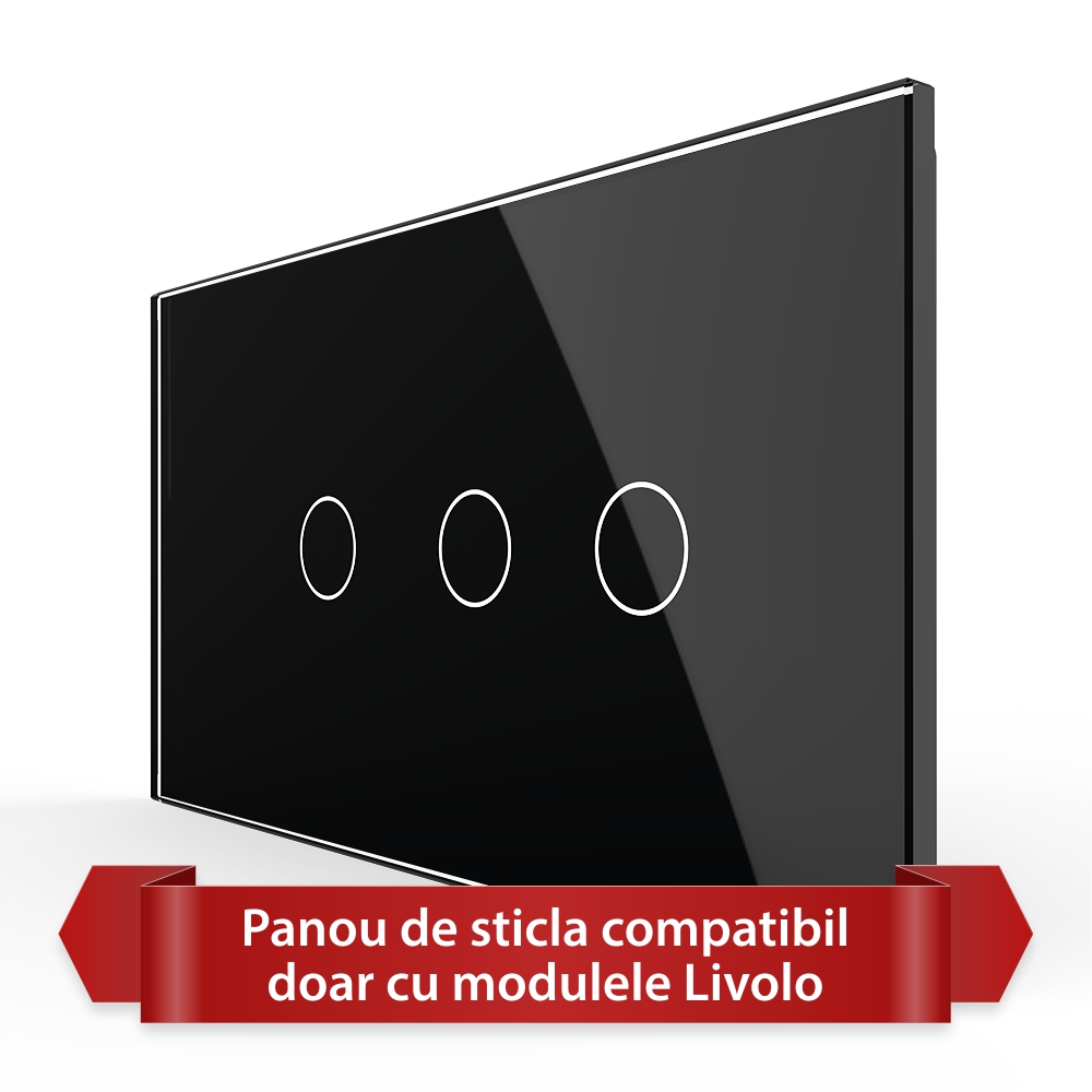 Panou Intrerupator Simplu + Dublu cu Touch LIVOLO din Sticla, Standard Italian – 4M - 4 | YEO