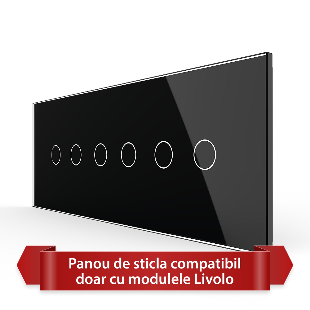 Panou Intrerupator Dublu + Dublu + Dublu cu Touch LIVOLO din Sticla, Standard Italian – 6/7M - 4 | YEO